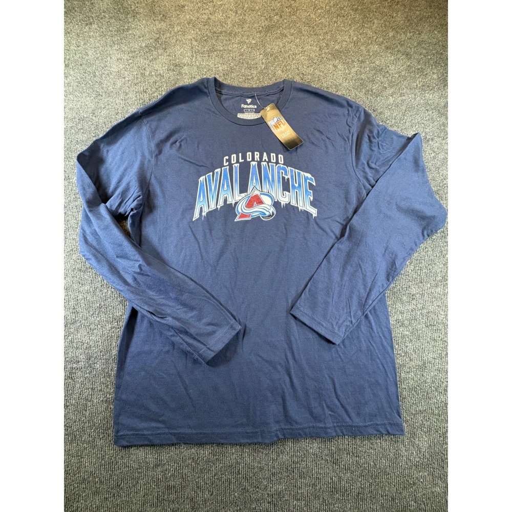 Fanatics Colorado Avalanche NHL Mens Large Navy Blue Long Sleeve Graphic T-Shirt